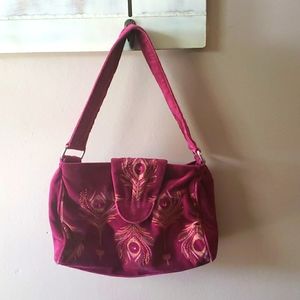Peacock velvet handbag